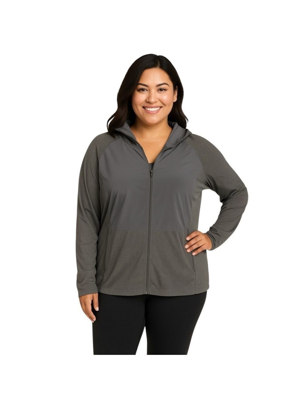 Tek Gear DryTek XL Grey Hooded Lightweight Zip Up Jacket
